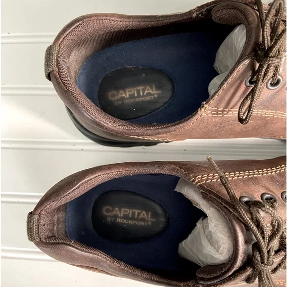 Capital By Rockport Mens Sz 10.5 Brown Leather Casual Shoes PreOwned Gently Used - Picture 4 of 5